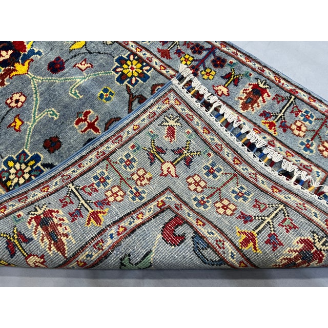 Blue Gray Persian-Style Floral Wool Runner Rug, Natural Dyes, 2'9" X 9'7" For Sale - Image 14 of 14