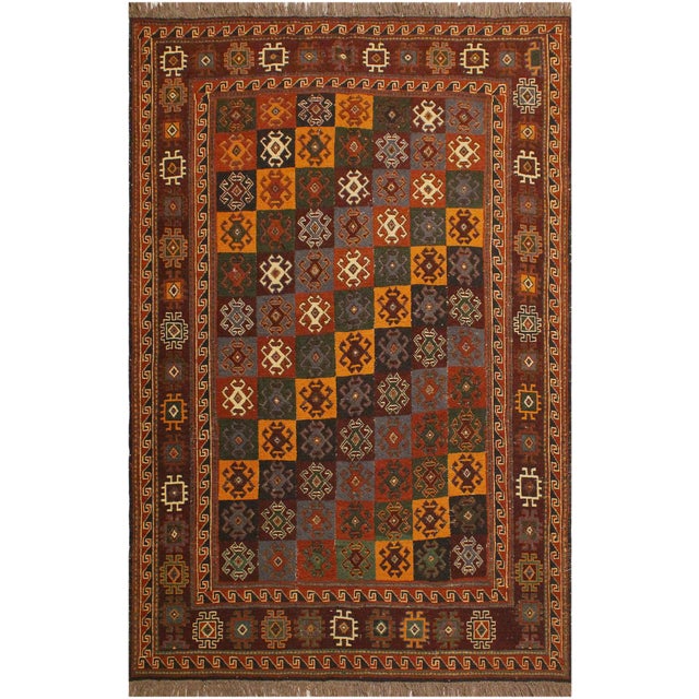 Vintage Soumak Rust/Brown Wool Rug - 4'11'' X 6'5'' For Sale - Image 10 of 10