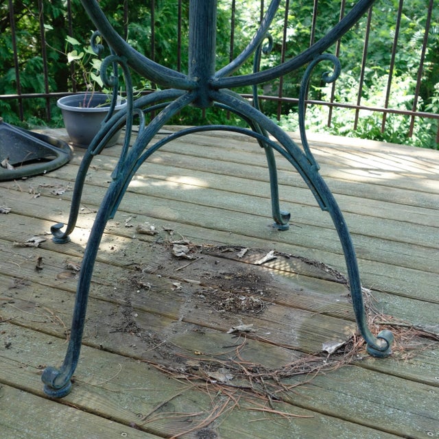Woodard/Salterini Wrought Iron Patio Set, Round Table, 4 Chairs For Sale - Image 4 of 14