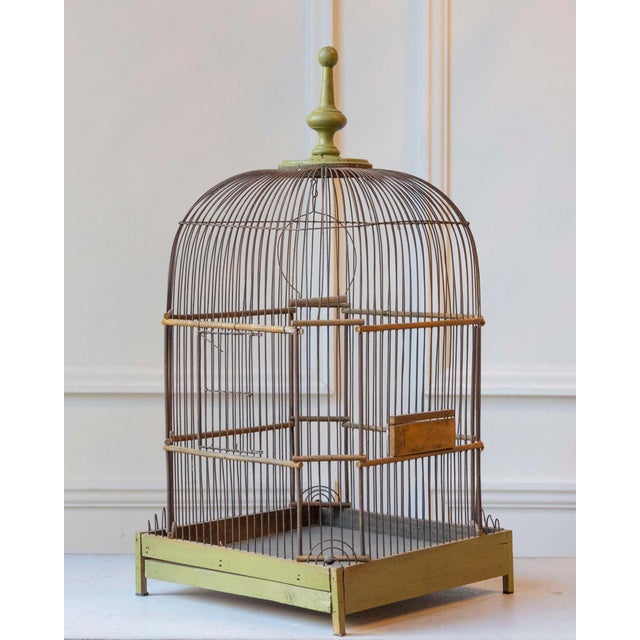 Late 19th-Century Green-Painted Wooden Birdcage For Sale - Image 4 of 8