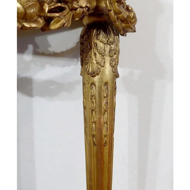 Louis XVI Mid 19th Century Marble and Gilded Wood Half-Moon Support Console For Sale - Image 14 of 18
