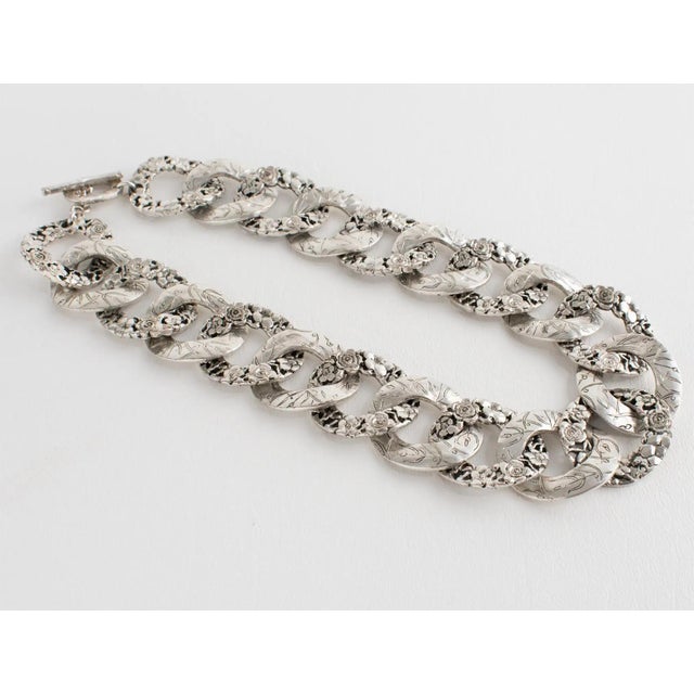 1980s Kenzo Paris Silver Plate Floral Choker Necklace For Sale - Image 5 of 10