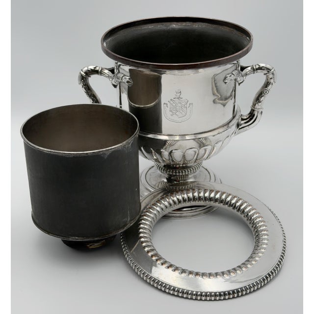 Regency English Sheffield Plate Armorial Wine Cooler, Manner of Matthew Boulton For Sale In West Palm - Image 6 of 15