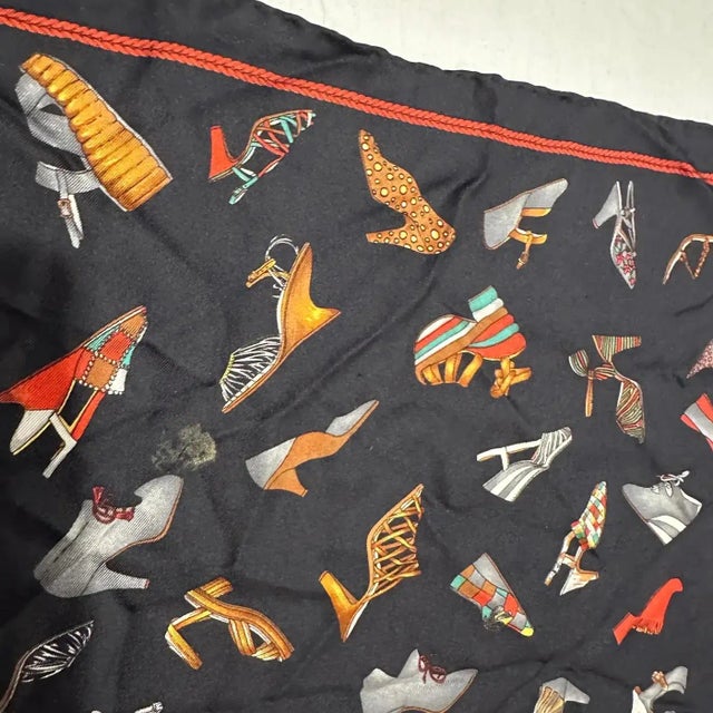 Textile 1980s Iconic Small Silk Scarf by Salvatore Ferragamo For Sale - Image 7 of 11