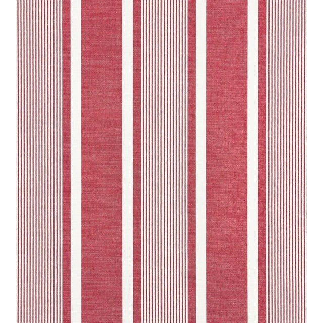 The House of Scalamandré Wellfleet Stripe Fabric, Berry For Sale