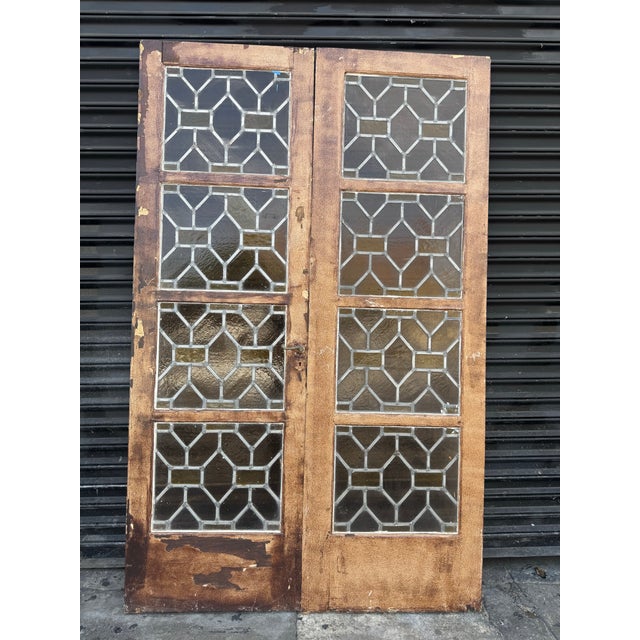 1920's Spanish Revival Stained Glass French Doors For Sale - Image 10 of 12