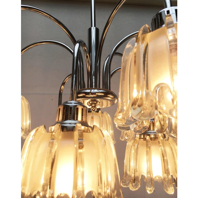 German Type 9471 Glass and Metal Chandelier from Richard Essig, 1970s For Sale - Image 6 of 15