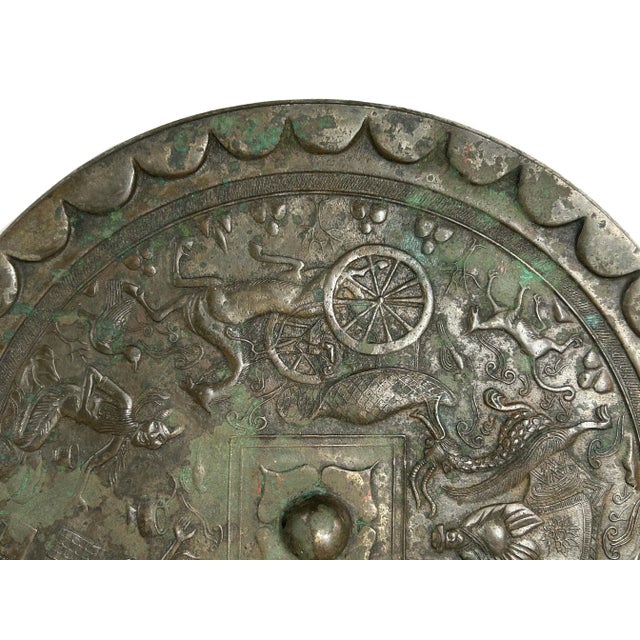 Green Gray Metal Crafted Round Fengshui Harmony Plaque Display Art For Sale - Image 11 of 14