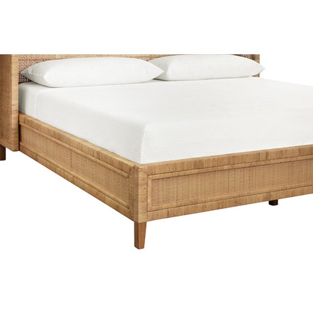 Rustic Matthew Izzo Home Dolly King Size Winged Rattan Bed Frane in Radio Weave Wrapped Rattan For Sale - Image 3 of 6