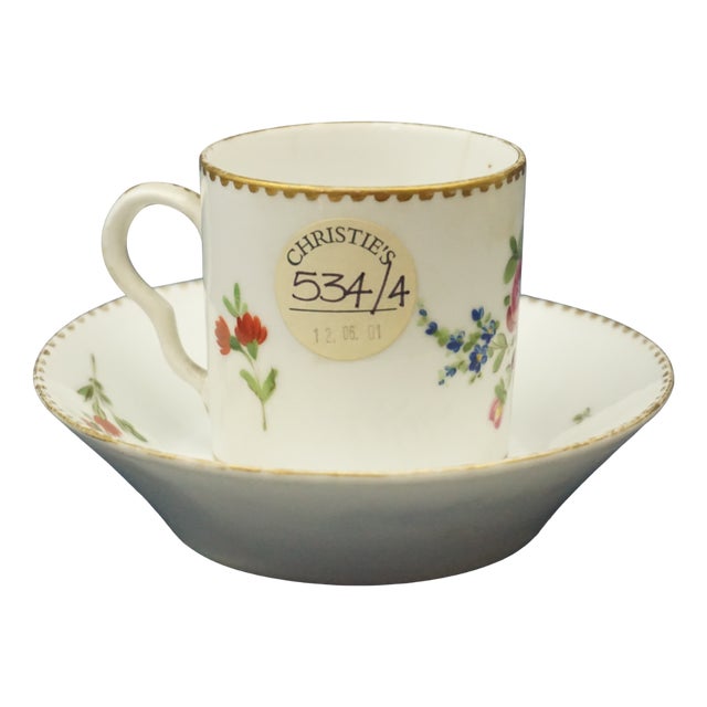 Antique Porcelain Coffee Cup and Saucer from Meissen Porcelain, Set of 2 For Sale