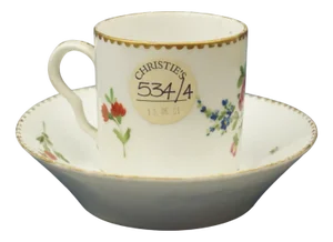 Antique Porcelain Coffee Cup and Saucer from Meissen Porcelain, Set of 2