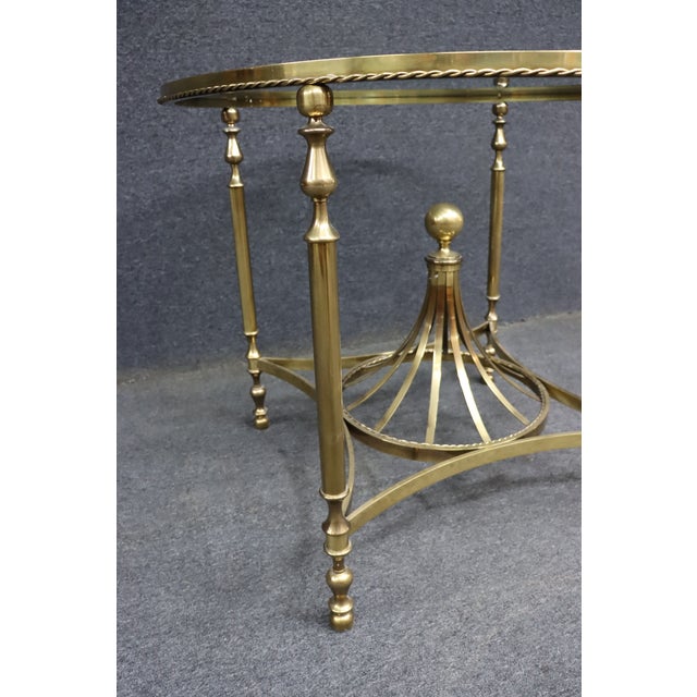 Metal Italian Neoclassical Solid Brass Round Center Table With Glass Top For Sale - Image 7 of 10