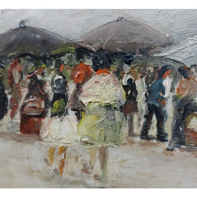 1920s Women at the Market 1920s French Impressionist -Oil Painting For Sale - Image 5 of 9
