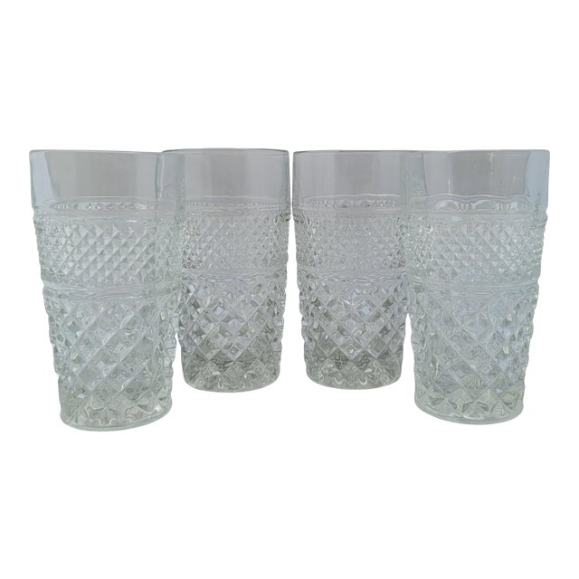 Vintage Anchor Hocking Pressed Glass "Wexford" Juice Highball Glasses