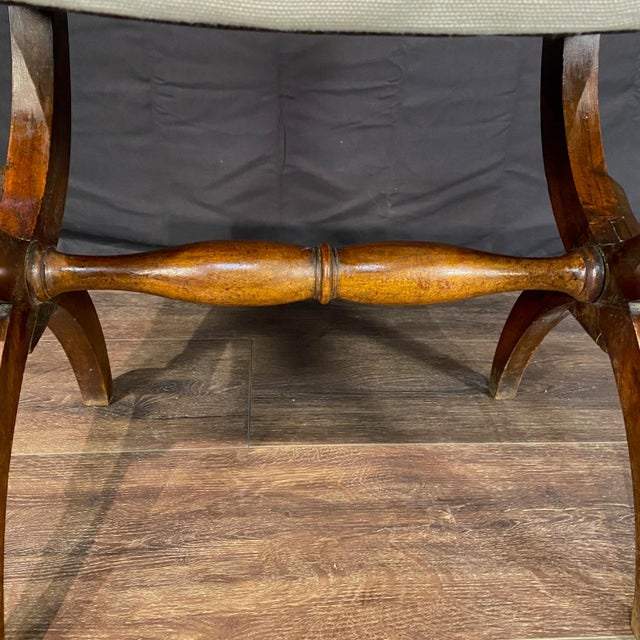 Wood Antique French Biedermeier Scissors Stool, Bench or Small Ottoman For Sale - Image 7 of 8