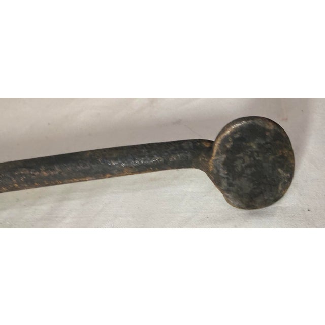 Metal Antique 18th Century Wrought Iron Turned Brass English Fireplace Tongs Tool 6 For Sale - Image 7 of 10