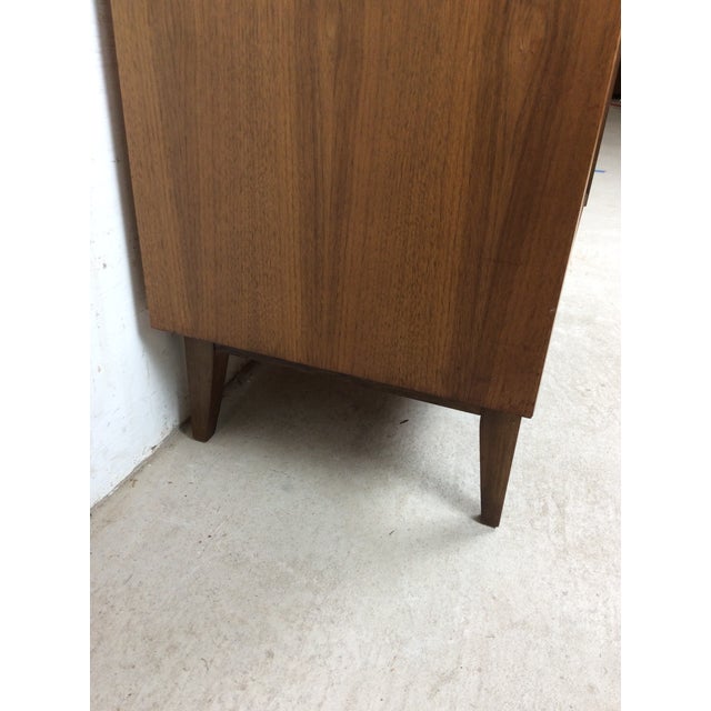 Mid Century Modern Three Drawer Chest With Curved Drawer Fronts and Brass Hardware For Sale In Philadelphia - Image 6 of 17
