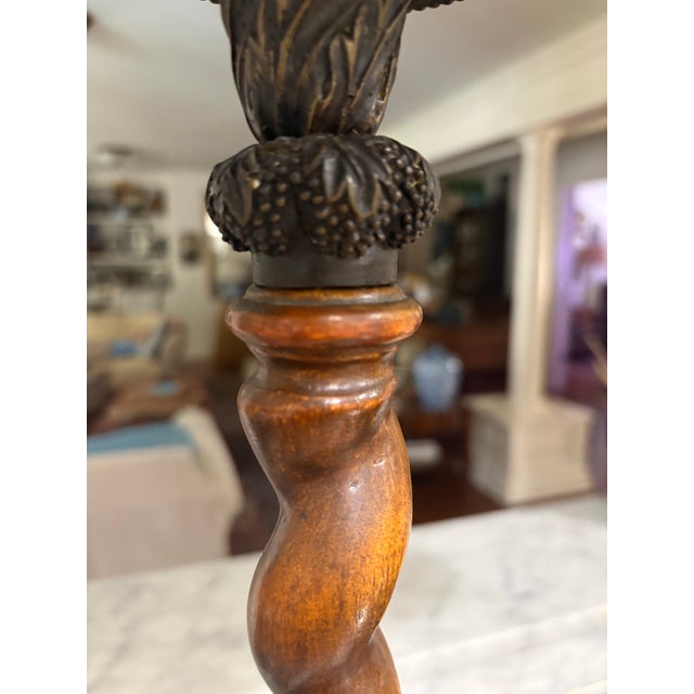 Brown Vintage, Labeled Theodore Alexander Barley Twist Table Lamp With Leather‑Look Shade That Has a “Faux Tortoise Shell” Liner – Great Patina - 37.5” High For Sale - Image 8 of 11