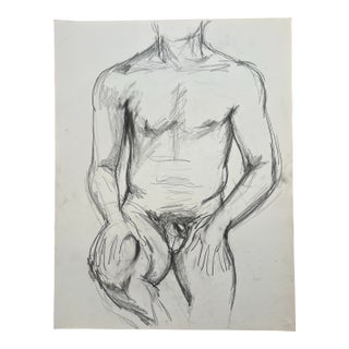Barbara Beck Figurative Nude Charcoal Sketch on Paper 1970s For Sale