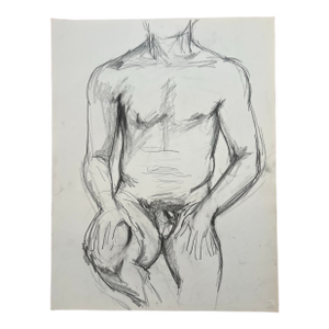 Barbara Beck Figurative Nude Charcoal Sketch on Paper 1970s