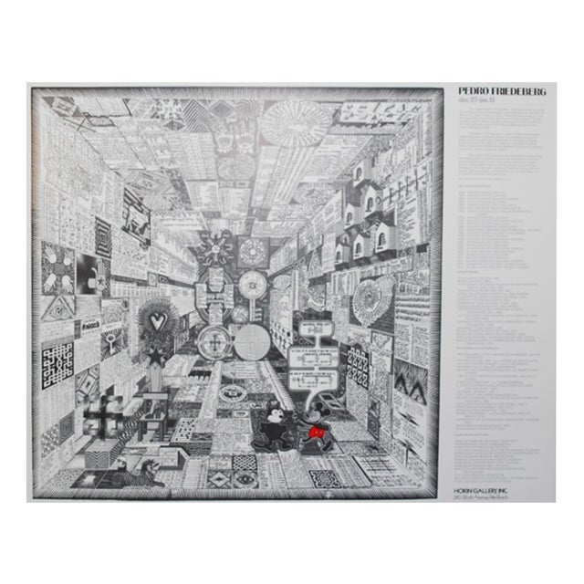 Mickey and Felix by Pedro Friedeberg at Hokin Gallery Exhibition Poster, 1980 For Sale