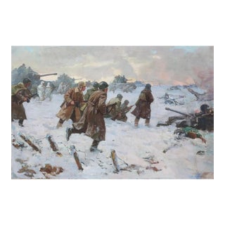 Army Battle Oil Painting by Grigory Minsky (Minsky G.S., born 1912) For Sale