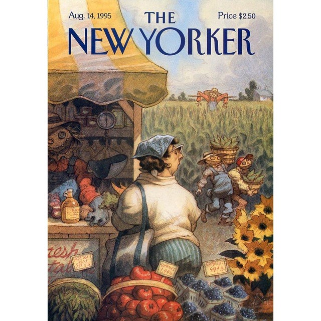 Original vintage New Yorker magazine cover dated August 14, 1995 featuring a Farmers Market theme. Based on an...