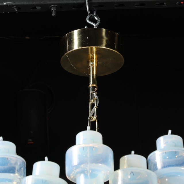 Modernist Hand-Blown Murano Opalescent Barbell Chandelier With Brass Fittings For Sale - Image 10 of 18