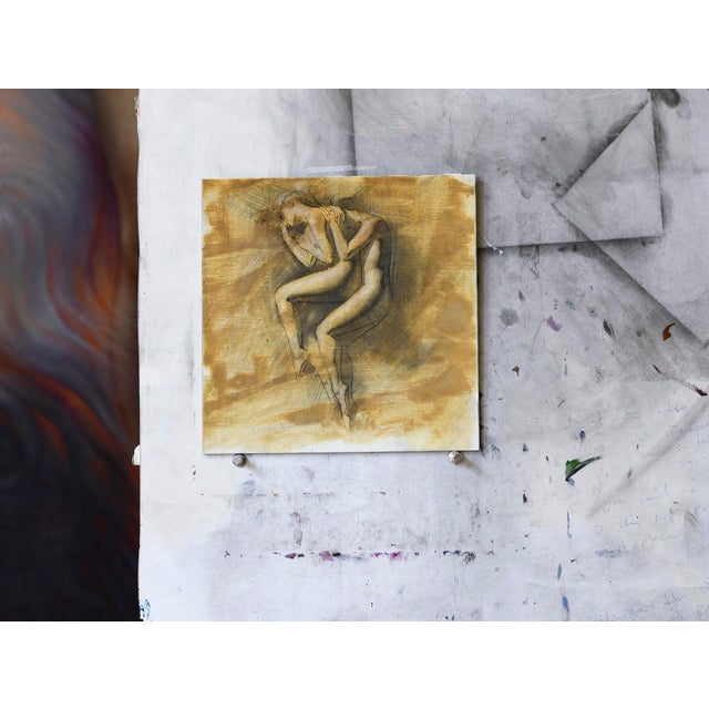 Figurative Intima II by Tenaya Sims | Oil on Artefex panel Two figures embracing in a soft, abstract background. For Sale - Image 3 of 5