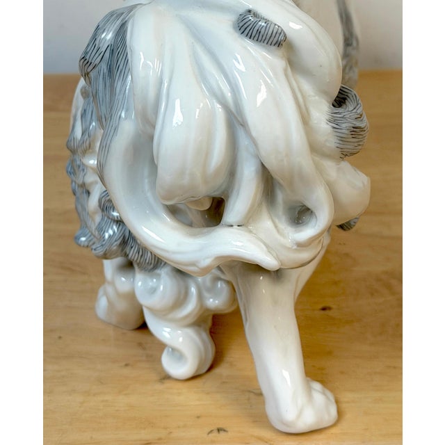 Cream Large Dresden Porcelain Standing Toy Spaniel King Charles / Pekingese, 1900s For Sale - Image 8 of 11