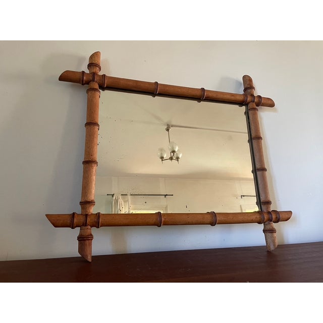 Brown Bamboo Rectangular Mirror, 1970 For Sale - Image 8 of 12