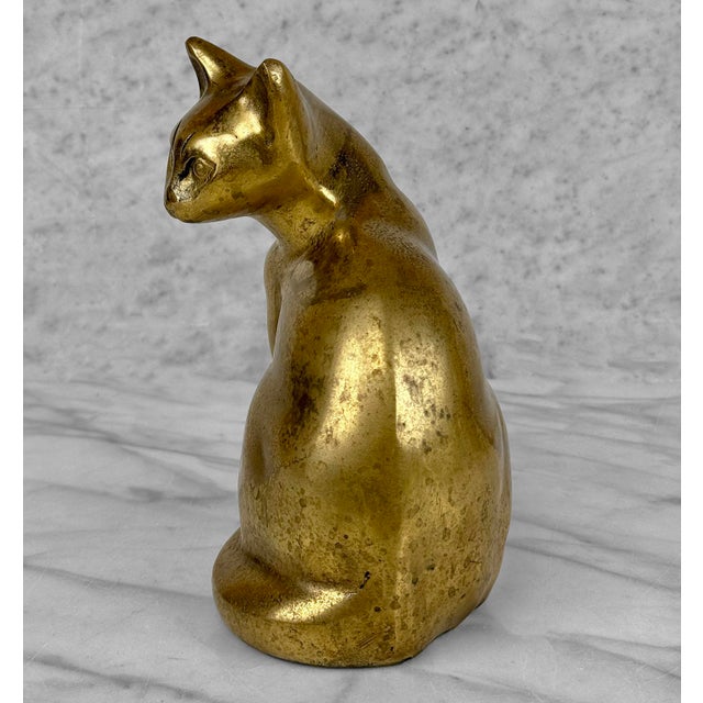 Mid 20th Century Vintage Traditional Brass Cat 8" Sculpture For Sale - Image 5 of 9