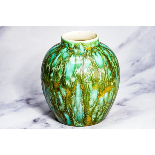 Groovy Mid Century Modern MCM Unique Drip Glazed Vintage Decorative Green Vase Home Decor Studio Pottery For Sale - Image 10 of 15