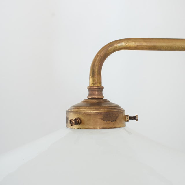 1920s Antique French Coolie Milk Glass Kitchen Task Wall Light, 1920s For Sale - Image 5 of 7