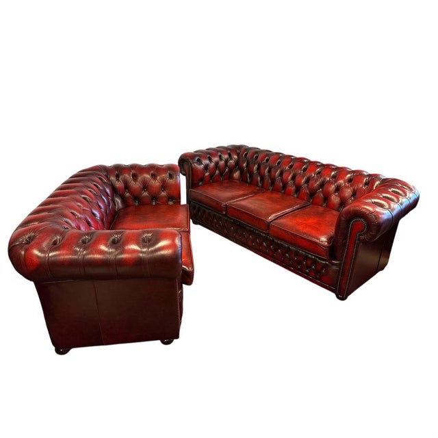 Chesterfield Leather Sofas from Winchester, Set of 2 For Sale - Image 4 of 13
