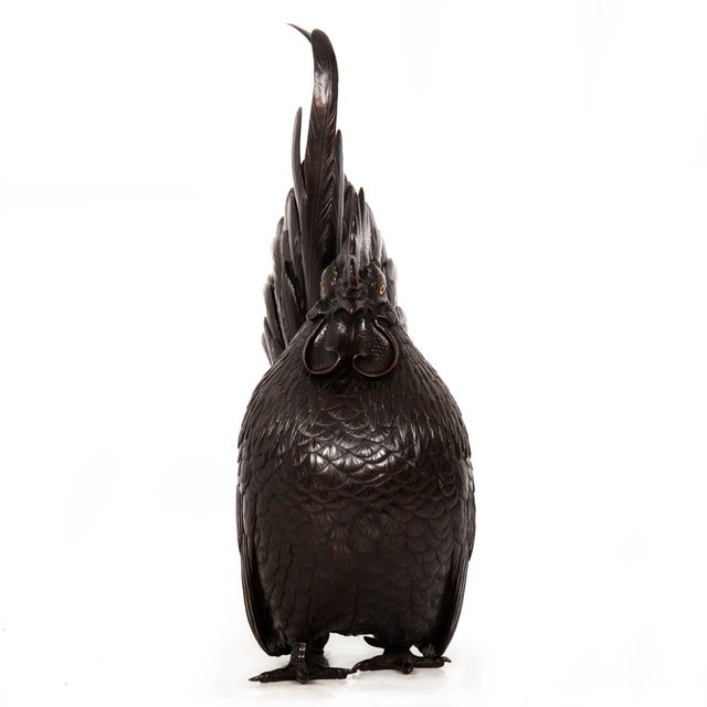 Brown Japanese Meiji Period Pair of Bronze Sculptures Okimono of Rooster & Hen For Sale - Image 8 of 18