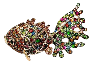 Bochic "Orient" Ruby, Emerald & Sapphire Brooch or Pendent Set In 18K Gold & Silver