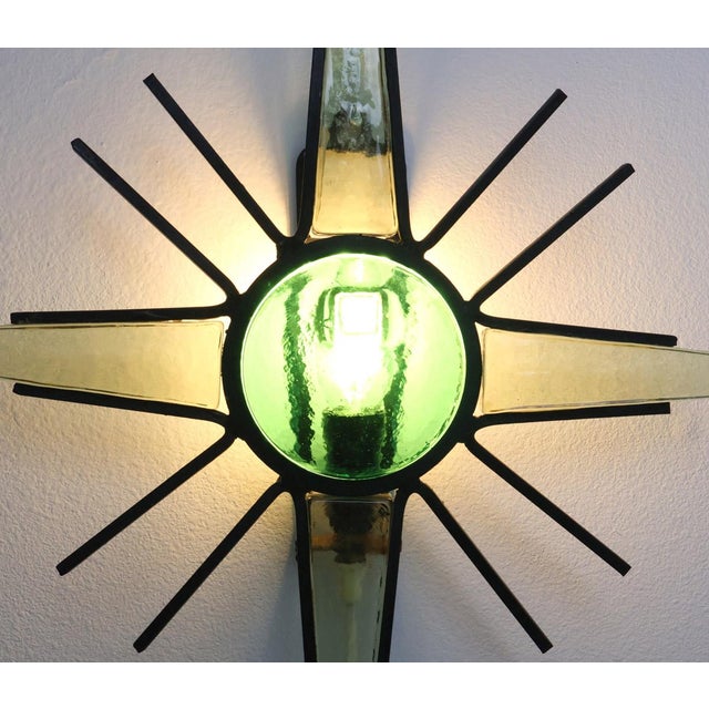 Danish Metal and Glass Sunburst Wall Lamp, 1960s For Sale - Image 6 of 11