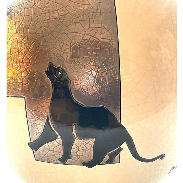 Spherical Vase with Gold Leaf and Platinum Plating in 18 Carats, France For Sale - Image 9 of 11