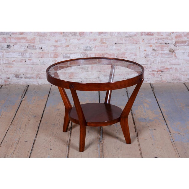 Art Deco Lounge Chairs and Table in Oak and Walnut by Jindrich Halabala for Up Závody, 1940s, Set of 3 For Sale - Image 10 of 16
