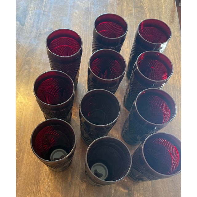 Cristal d' Arques Mid 20th Century Traditional Cristal D’Arques Durand Ruby Red Tumblers - 11pcs For Sale - Image 4 of 12