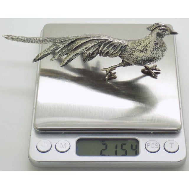 Vintage Italian Handmade Silver 800 Pheasant Large Figurine Animal Sculpture For Sale - Image 11 of 12
