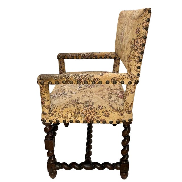 Early 19th Century English Barley Twist Walnut Armchair For Sale - Image 4 of 12