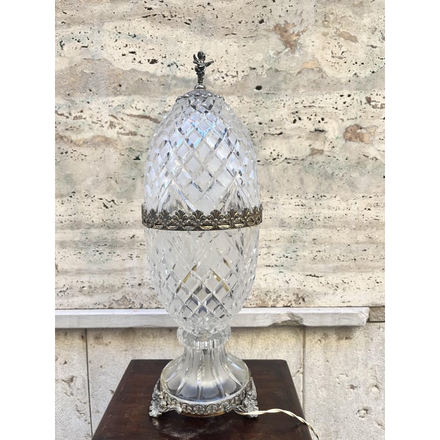 1950s Faceted Crystal Table Lamp, 1950s For Sale - Image 5 of 7