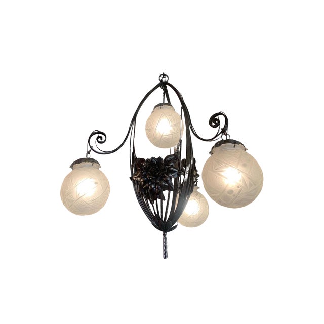 Art Deco Geometric Balls Chandelier by Muller Frères for Muller Frères, 1930s For Sale