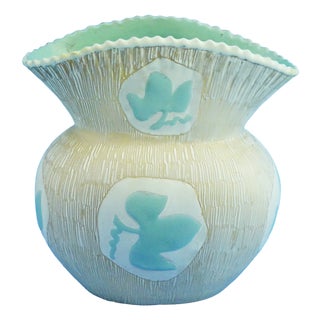 Majolica Ceramic Vase with Vine Leaf Decoration attributed to Nino Strada for Cima Deruta, 1950s For Sale