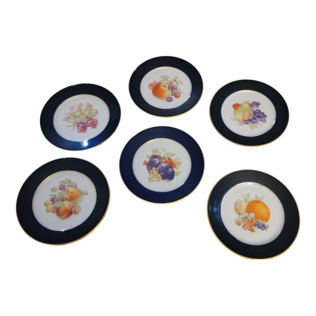1970s Bountiful Collection by Shumann: Bavaria Salad / Fruit Plate Set (6) Vintage Replacements For Sale