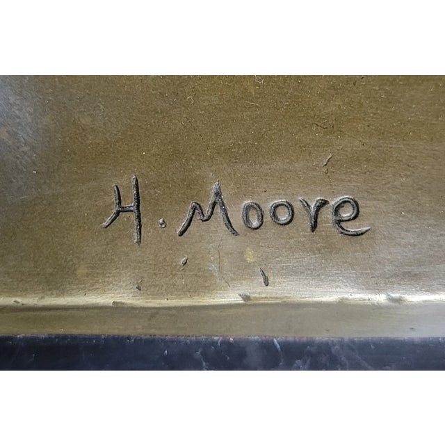 Abstract Henry Moore Bronze Metal Statue Sculpture Figure Decor on Marble Base For Sale - Image 10 of 10