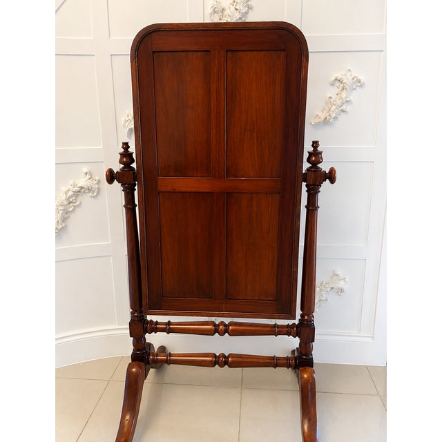 Antique Victorian Mahogany Freestanding Cheval Dressing Mirror, 1860 For Sale - Image 3 of 12
