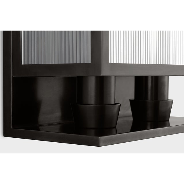 Modern Barbara Barry for Visual Comfort Signature York 24" Double Box Sconce in Bronze with Clear Ribbed Glass For Sale - Image 3 of 9